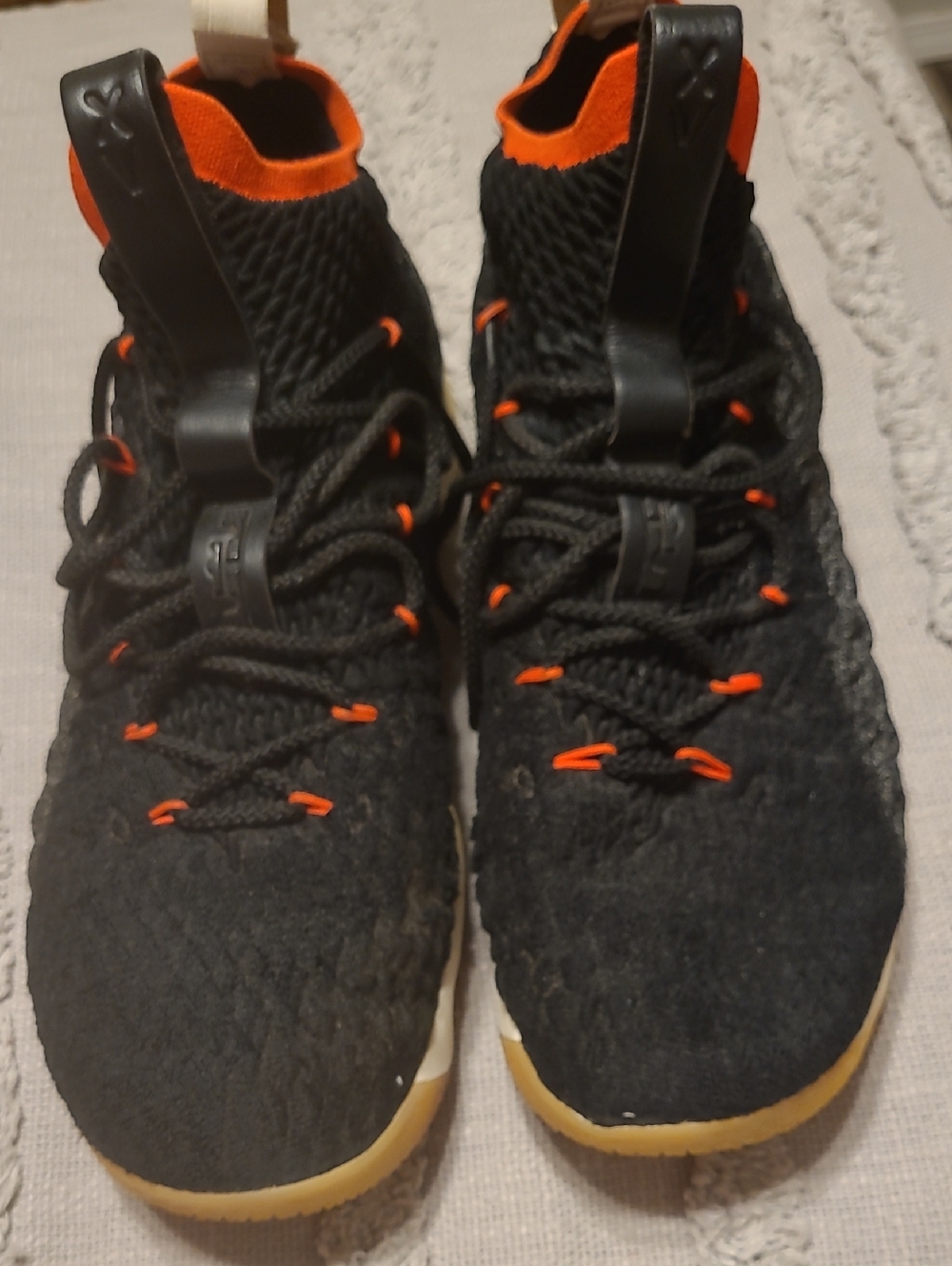 Men's Athletic Shoes - Black with Orange Accents